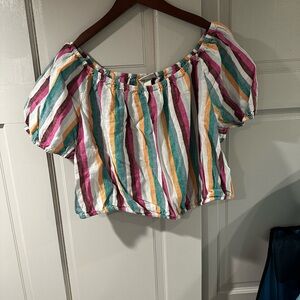Ava & Viv Multicolor Striped Off-Shoulder Blouse
